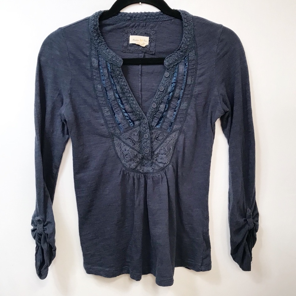 Meadow Rue Top Women’s Long Roll Sleeve Size XS‎